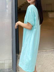 Cut Out Short Sleeve NightDress Crew Neck Pajama Dress