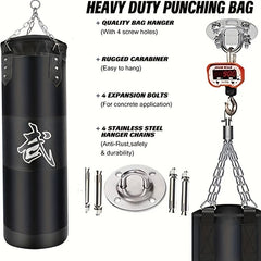 Heavy Duty Boxing Sandbag w/ Hanging Hooks & Guards for Taekwondo Muay Thai