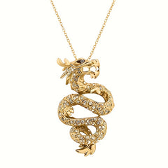 Dragon Pendant Necklace Rhinestone Decor Jewelry For Boys