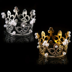 5pcs Crown Cake Decoration Ornament Party Queen Crown Wedding Pearl Crown