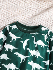 Boys Dinosaur Set Long Sleeve Pullover Top & Pants