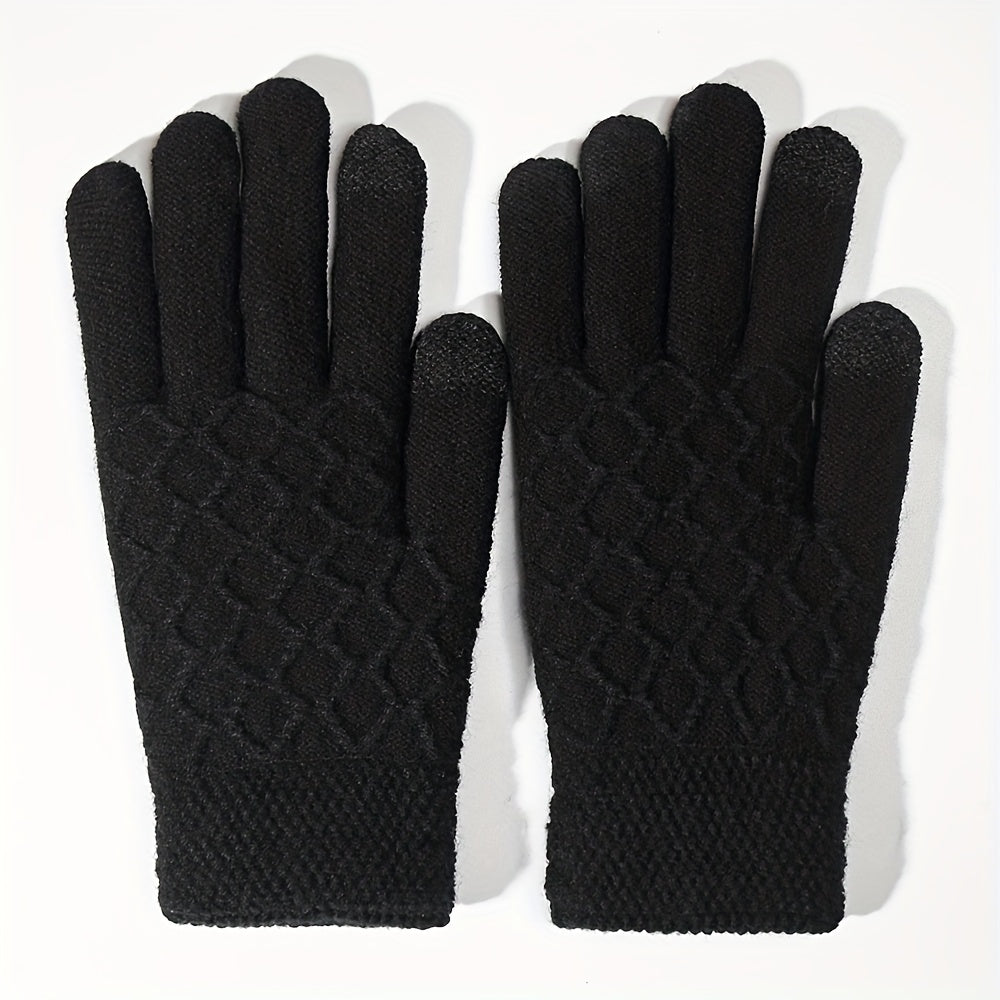 Winter Warm Gloves Double Layer Plus Velvet Thickened Knitted Gloves