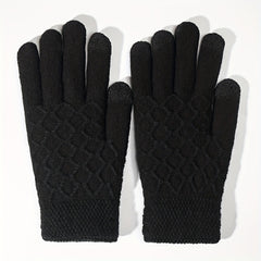 Winter Warm Gloves Double Layer Plus Velvet Thickened Knitted Gloves