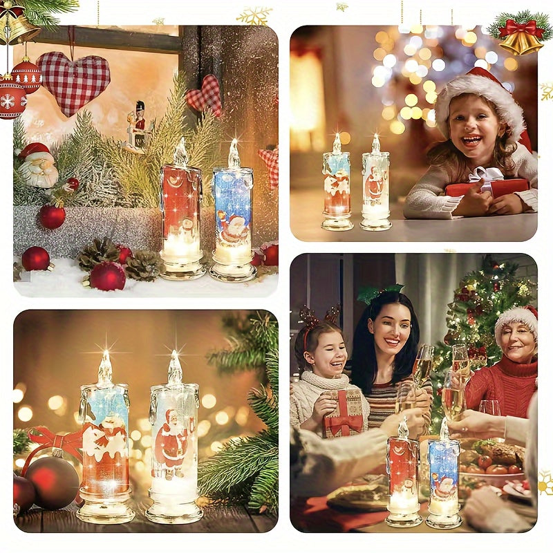 Christmas Flameless Candle Santa Claus Snowman Base LED Decoration