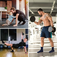 3 Pairs Men's Casual Non-Slip Yoga Socks, Warm Mid-Calf Cotton