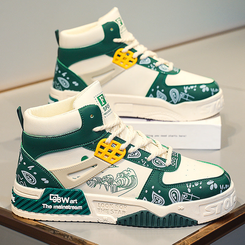 Men's High Top Graphic Skate Shoes Lace Up Sneakers