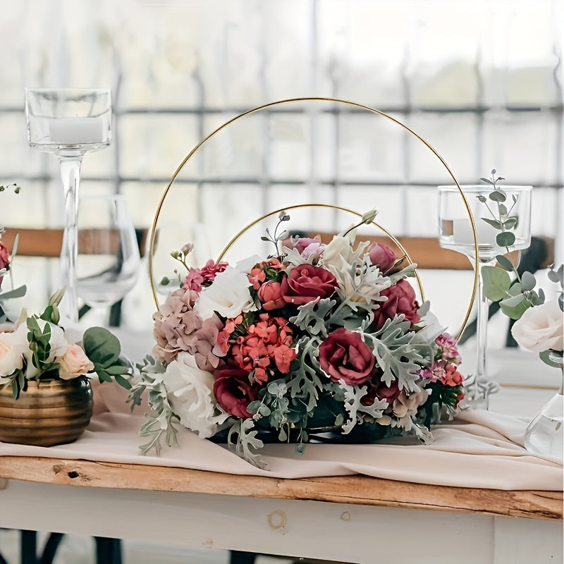 Metal Flower Garland Hoop Set DIY Wedding Table Decor