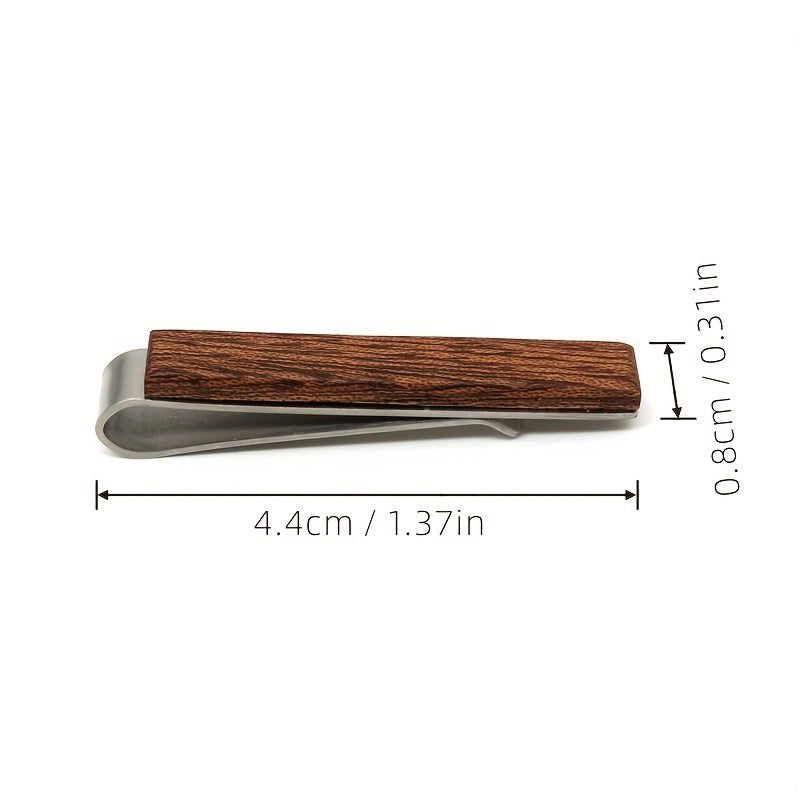 Men's Tie Clip Natural Wood Minimalist Style Business