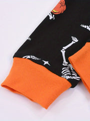 Halloween Pajamas Boys Girls Pumpkin Skeleton Print Toddler Kids Pjs Set