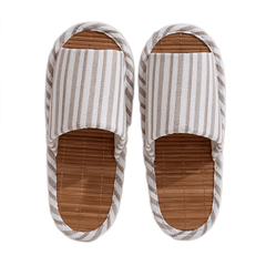 Striped House Slippers Men Cozy Indoor Shoes Anti-Skid Fall Spring