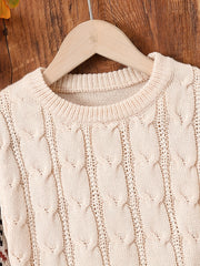 Boys Twist Pattern Sweater Round Neck Long Sleeve Warm Knit Pullover Top