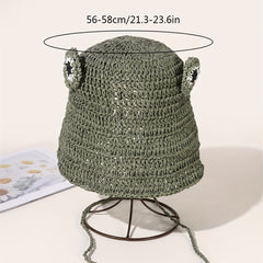 Crochet Frog Straw Hat Green Sunscreen Bucket Hat