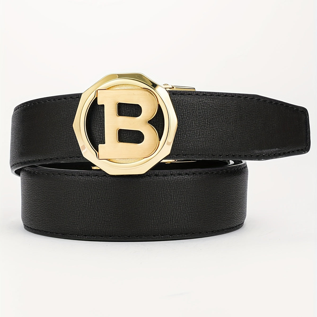 Big B Letter Belt for Men Automatic Buckle PU Leather