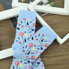 Men's Cartoon Lollipop Crew Socks 2 Pairs