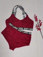 Sporty Plus Size Lingerie Set Eyelash Bra & Panty Two Piece Set