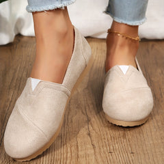 Women's Round Toe Slip On Flat Loafers Micro Suede Shoes