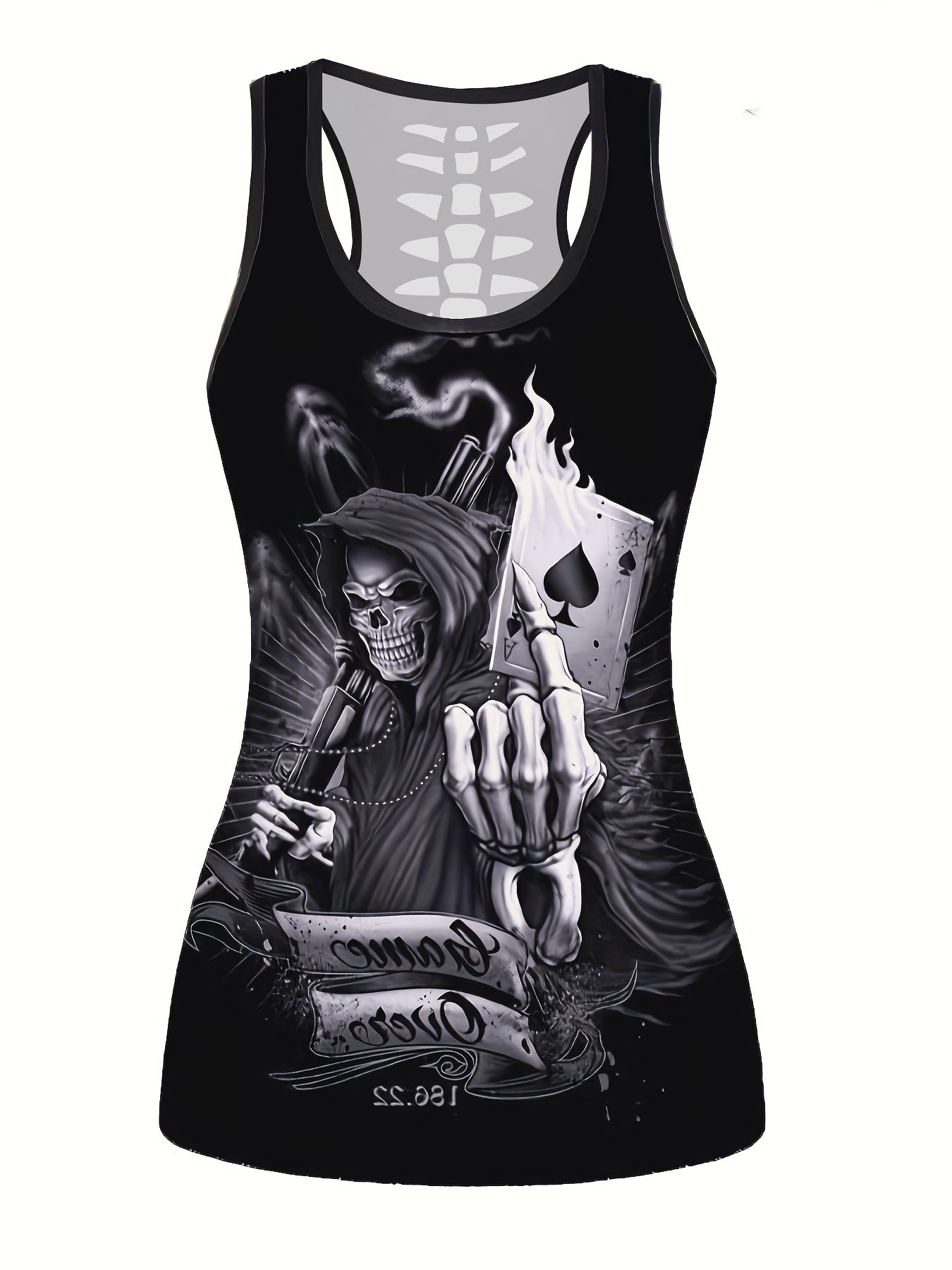 Goth Style Skeleton Print Tank Top