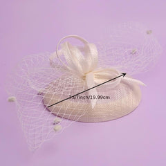 Retro Feather Veil Mesh Flower Hat for Women