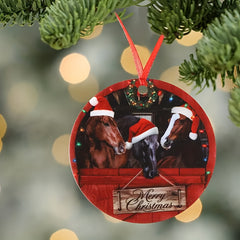 1pc Round Acrylic Christmas Tree Ornament Farmhouse Horses Christmas Ornaments