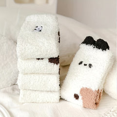 Fuzzy Panda Pattern Socks Women's Stockings