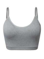 Plus Size Wireless Ribbed Sports Bra - Comfortable Breathable Bralette