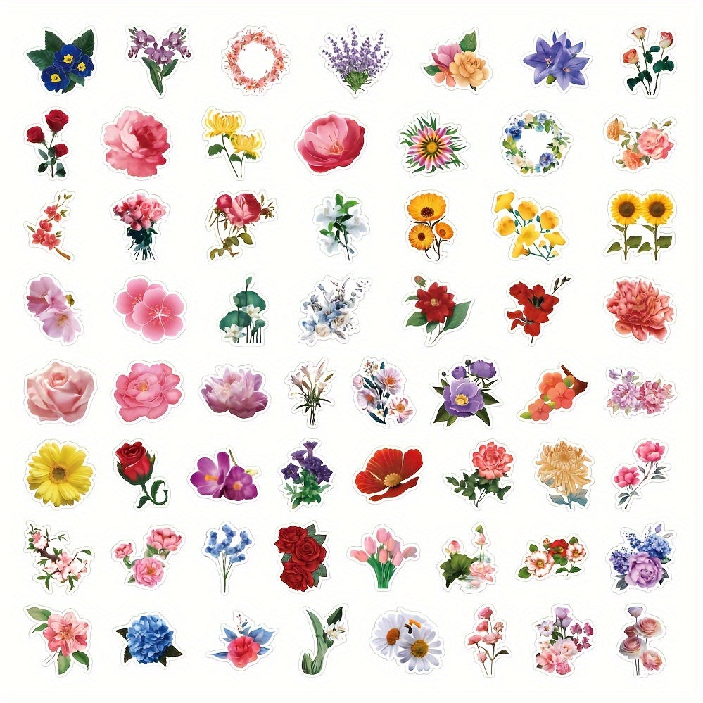 60pcs Flower Series Graffiti Stickers for Laptop Helmet Water Cup DIY Diary