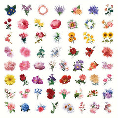 60pcs Flower Series Graffiti Stickers for Laptop Helmet Water Cup DIY Diary