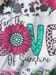 Western Style LOVE Print Sunflower Graphic Hoodies Girls Pullover