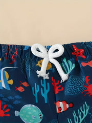 Baby Boys Cartoon Print Beach Shorts for Summer