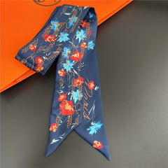 Printed Ribbon Scarf Silk Feeling Satin Neck Scarf