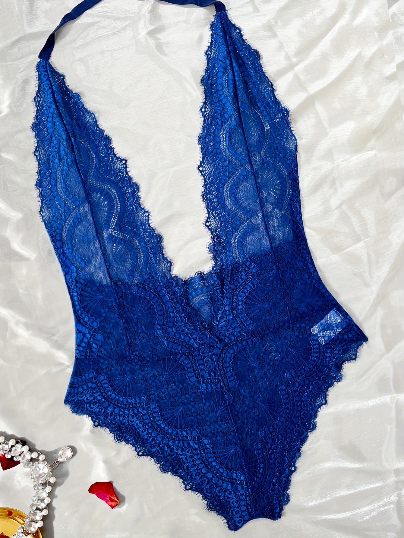 Floral Lace Plunging Teddy Bodysuit Lingerie