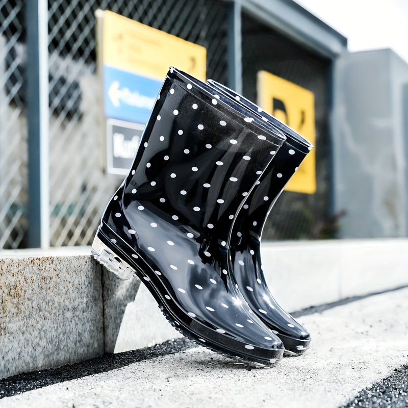 Women's Waterproof Medium Tube Rubber Rain Boots