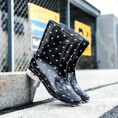 Women's Waterproof Medium Tube Rubber Rain Boots