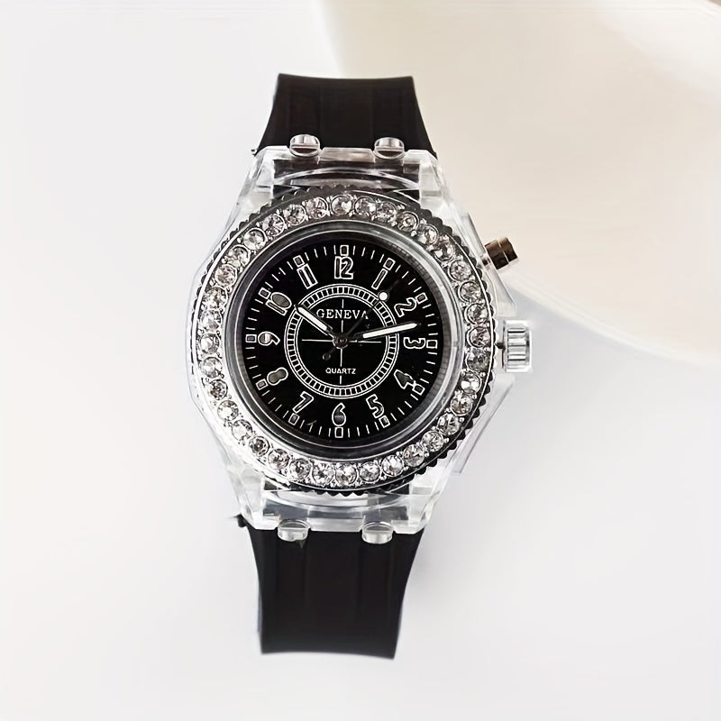 Night Light LED Children's Watch with Rhinestones