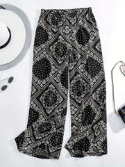 Paisley Scarf Print Wide Leg Pants