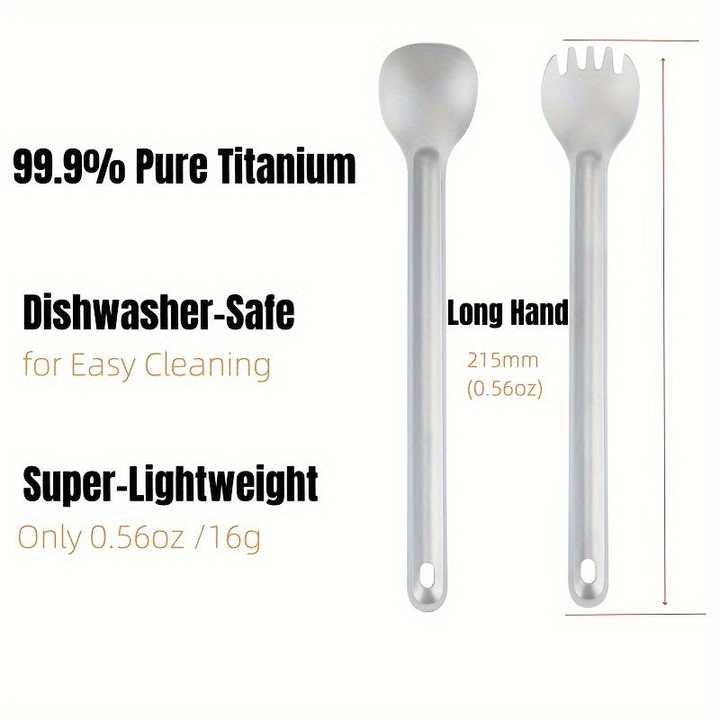 Titanium Long Handle Spork Set for Camping Picnic Hiking