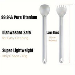 Titanium Long Handle Spork Set for Camping Picnic Hiking