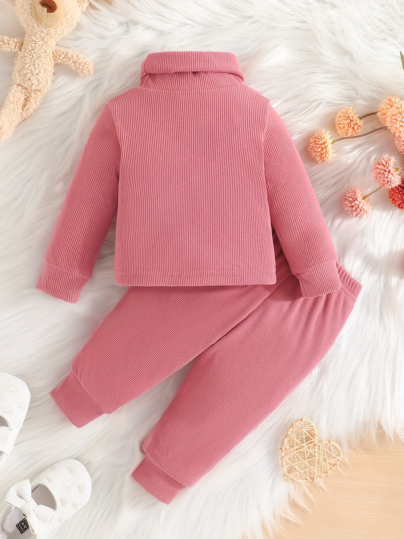 Baby Girls Turtleneck Top Trousers Set Toddler Kids Causal 2ps Outfit