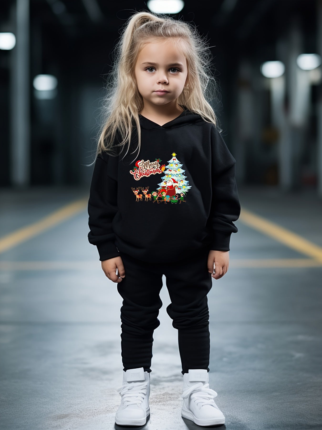 OERYUI 2pcs Christmas Night Print Hoodies Pants Set For Boys Girls