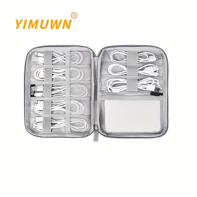 Gray Digital Storage Bag USB Data Cable Organizer Earphone Wire Bag