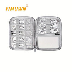 Gray Digital Storage Bag USB Data Cable Organizer Earphone Wire Bag