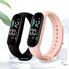 3pcs Silicone Strap Plastic Case Electronic Watch Set
