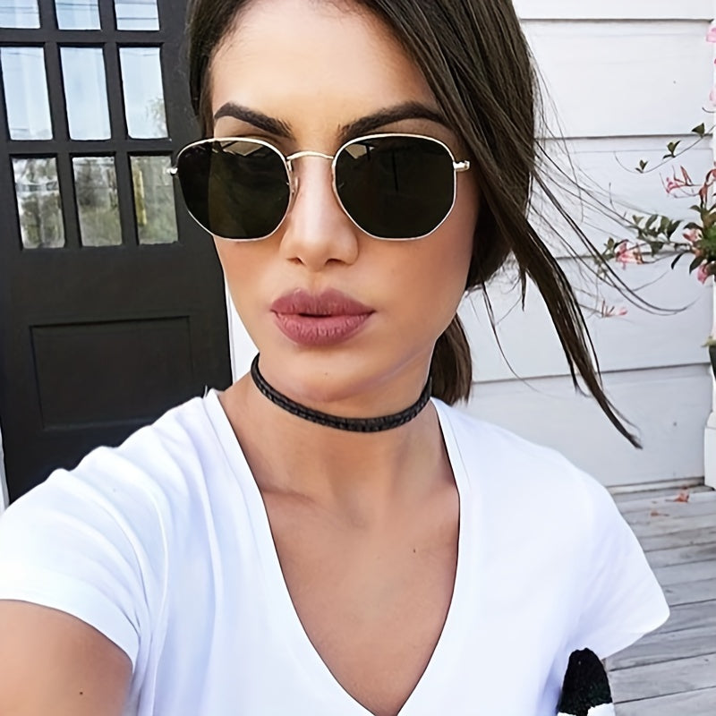 Metal Frame Polygonal Sunglasses Oval Sunshade Eyewear Golf Sports