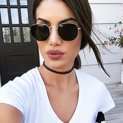 Metal Frame Polygonal Sunglasses Oval Sunshade Eyewear Golf Sports