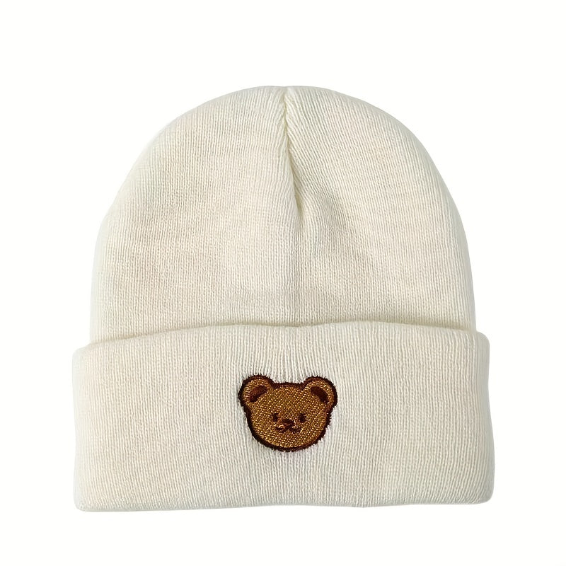 Boys Bear Knit Beanie Hat Warm Winter Autumn