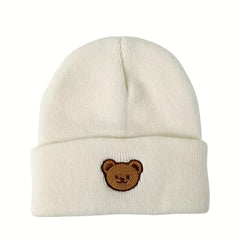 Boys Bear Knit Beanie Hat Warm Winter Autumn