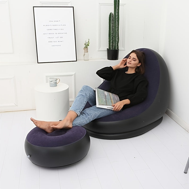 Inflatable Leisure Sofa Chair and Footstool Set for Camping and Travel