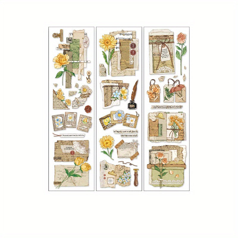 6pcs Plant PET Journal Stickers Retro Art Decoration Material