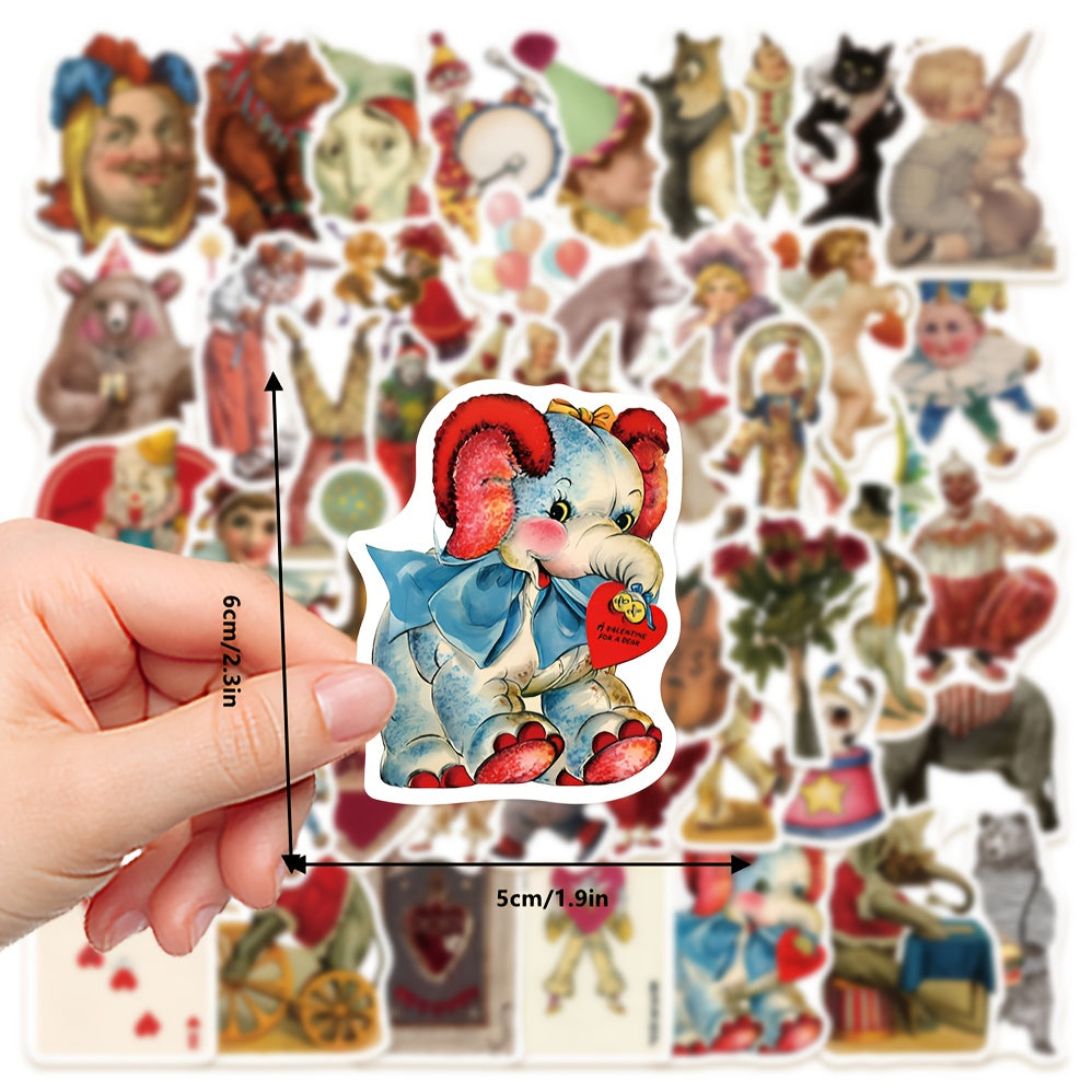 50pcs Circus Clown Car Luggage Water Cup Doodle Waterproof Stickers