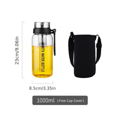 Large Capacity Glass Infuser Water Bottle Tea Tumbler Strainer